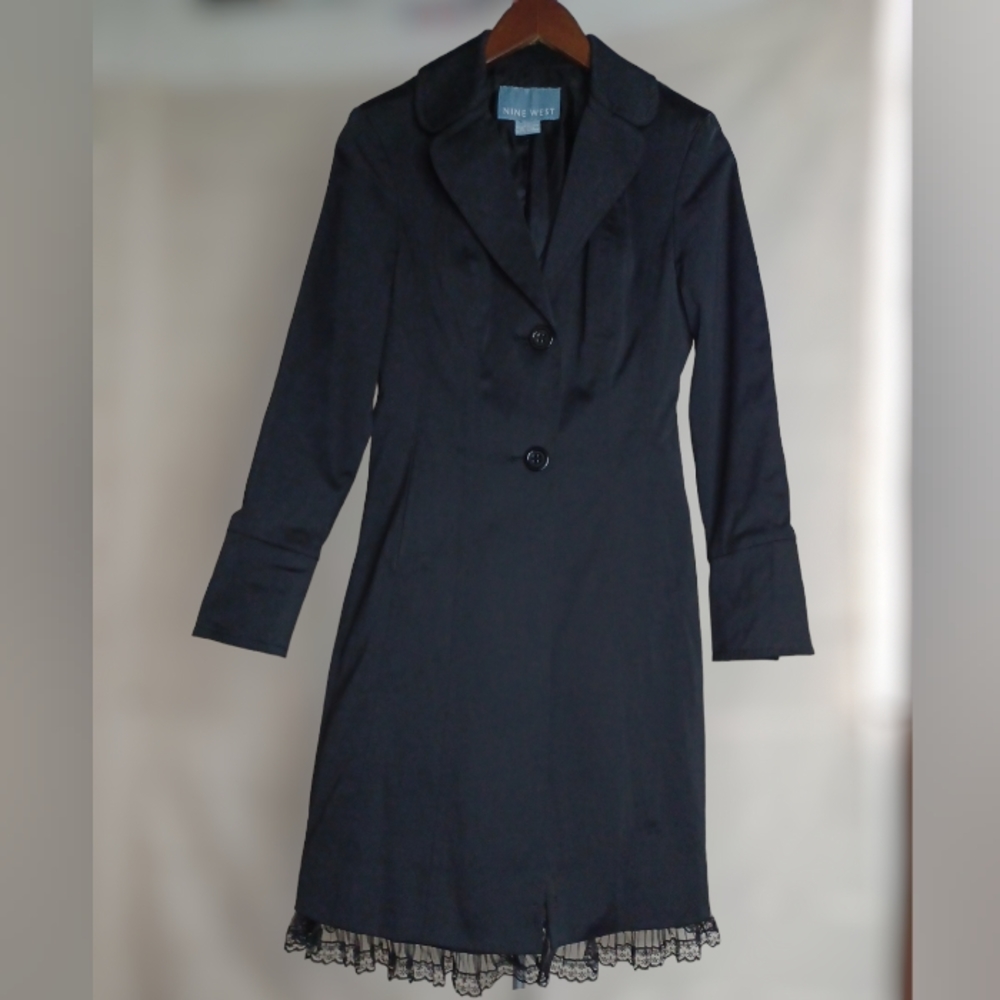 Nine West Elegant Dress Coat for Women Black with 2 pockets - Picture 2 of 10